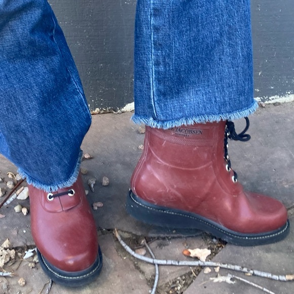 NWOT ILSE JACOBSEN hornbæk Short Rubber Rain Boots Lined Brick Red SZ: 9 (39) - Picture 1 of 15